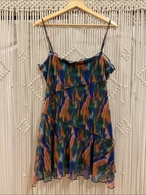 Urban Outfitters Multicolor Brushstroke Ruffle Mini Dress
